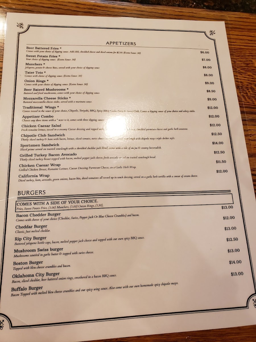 Joe's Sports Bar and Grill Menu - Image 1