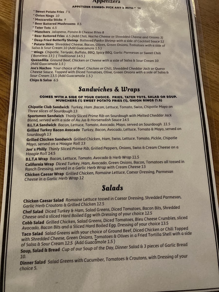 Joe's Sports Bar and Grill Menu - Image 2