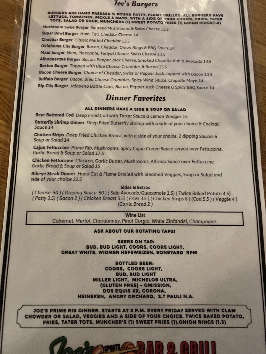 Joe's Sports Bar and Grill Menu - Image 6